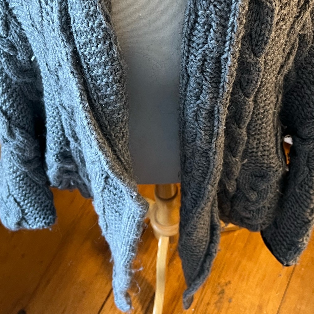 ROBI-AGNES alpaca oversized batwing cardigan leather trim - Picture 8 of 14